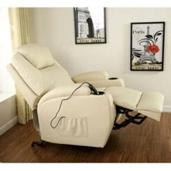 CINEMO RISEREC CREAMLEATHER RECLINER -Living Room Furniture Store 18220918 5