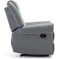 DENVER BONDED LEATHER RECLINER ARMCHAIR STUD SOFA HOME LOUNGE RECLINING CHAIR - GREY -Living Room Furniture Store 18220930 4
