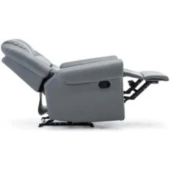 DENVER BONDED LEATHER RECLINER ARMCHAIR STUD SOFA HOME LOUNGE RECLINING CHAIR - GREY -Living Room Furniture Store 18220930 5