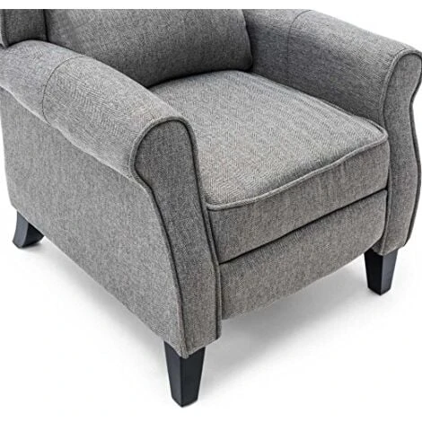 EATON HERRINGBONE RECLINER CHAIR - GREY 4 EATON HERRINGBONE RECLINER CHAIR - GREY - Image 2