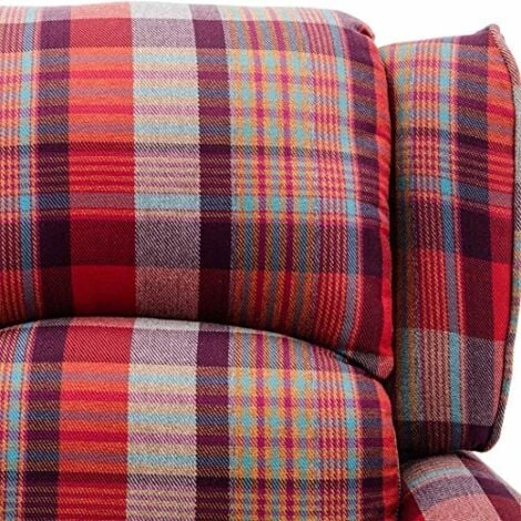 EATON WING BACK FIRESIDE CHECK FABRIC RECLINER ARMCHAIR SOFA LOUNGE CINEMO CHAIR RED 4 EATON WING BACK FIRESIDE CHECK FABRIC RECLINER ARMCHAIR SOFA LOUNGE CINEMO CHAIR RED - Image 2