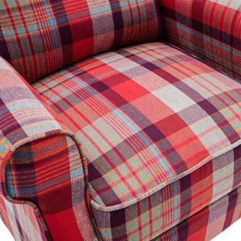 EATON WING BACK FIRESIDE CHECK FABRIC RECLINER ARMCHAIR SOFA LOUNGE CINEMO CHAIR RED 7 EATON WING BACK FIRESIDE CHECK FABRIC RECLINER ARMCHAIR SOFA LOUNGE CINEMO CHAIR RED - Image 5