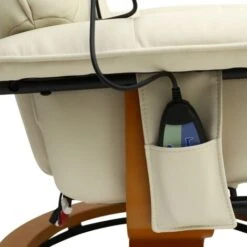 TUSCANY REAL LEATHER CREAM SWIVEL RECLINER MASSAGE CHAIR W FOOT STOOL -Living Room Furniture Store 18220988 5