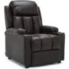 STUDIO LEATHER RECLINER W DRINK HOLDERS ARMCHAIR SOFA CHAIR CINEMA GAMING BROWN -Living Room Furniture Store 18221001 1