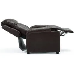 STUDIO LEATHER RECLINER W DRINK HOLDERS ARMCHAIR SOFA CHAIR CINEMA GAMING BROWN -Living Room Furniture Store 18221001 4