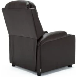 STUDIO LEATHER RECLINER W DRINK HOLDERS ARMCHAIR SOFA CHAIR CINEMA GAMING BROWN -Living Room Furniture Store 18221001 5