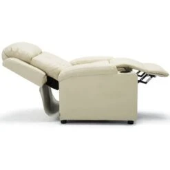 STUDIO LEATHER RECLINER W DRINK HOLDERS ARMCHAIR SOFA CHAIR CINEMA GAMING CREAM -Living Room Furniture Store 18221002 4