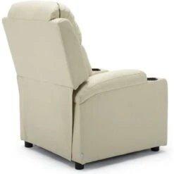 STUDIO LEATHER RECLINER W DRINK HOLDERS ARMCHAIR SOFA CHAIR CINEMA GAMING CREAM -Living Room Furniture Store 18221002 5