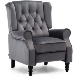 ALTHORPE VELVET RECLINER CHAIR - GREY