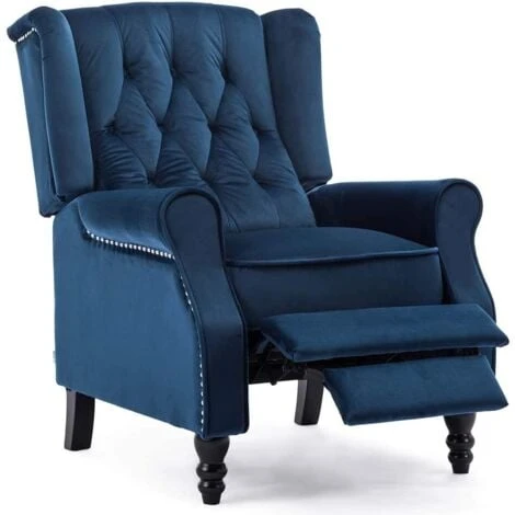 ALTHORPE VELVET RECLINER CHAIR - MIDNIGHT BLUE 4 ALTHORPE VELVET RECLINER CHAIR - MIDNIGHT BLUE - Image 2