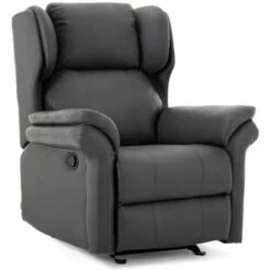 OAKFORD SLATE LEATHER ROCKING RECLINER CHAIR