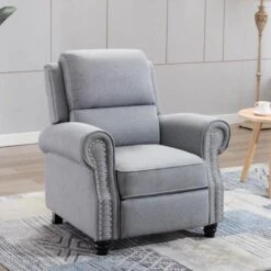 DUXFORD LINEN FABRIC PUSHBACK RECLINER ARMCHAIR SOFA OCCASIONAL CHAIR[Grey,RC1-2070-030-040-GREY,Fabric] -Living Room Furniture Store 18221032 3