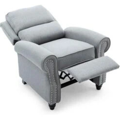 DUXFORD LINEN FABRIC PUSHBACK RECLINER ARMCHAIR SOFA OCCASIONAL CHAIR[Grey,RC1-2070-030-040-GREY,Fabric] -Living Room Furniture Store 18221032 5
