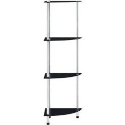 4-Tier Shelf Black 30x30x100 Cm Tempered Glass VidaXL 10 4-Tier Shelf Black 30x30x100 Cm Tempered Glass VidaXL -Living Room Furniture Store 18323716 4