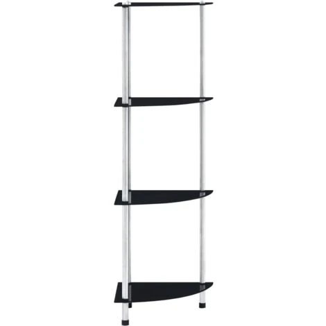 4-Tier Shelf Black 30x30x100 Cm Tempered Glass VidaXL 6 4-Tier Shelf Black 30x30x100 Cm Tempered Glass VidaXL - Image 4