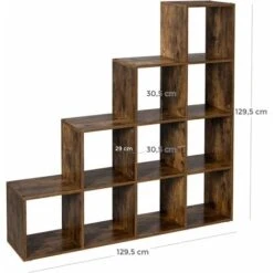 VASAGLE Staircase Shelf, 10-Cube Storage Unit, Wooden Display Rack, Free Standing Shelf, For Study, Living Room, Bedroom, Rustic Brown By SONGMICS LBC10BX -Living Room Furniture Store 18374022 5 1