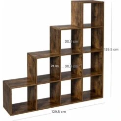 VASAGLE Staircase Shelf, 10-Cube Storage Unit, Wooden Display Rack, Free Standing Shelf, For Study, Living Room, Bedroom, Rustic Brown By SONGMICS LBC10BX -Living Room Furniture Store 18374022 5