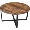 VASAGLE Round Coffee Table, Industrial Style Cocktail Table, Durable Metal Frame, Easy To Assemble, For Living Room, Bedroom, Rustic Brown By SONGMICS LCT88X -Living Room Furniture Store 18455923 1