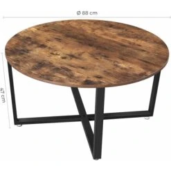 VASAGLE Round Coffee Table, Industrial Style Cocktail Table, Durable Metal Frame, Easy To Assemble, For Living Room, Bedroom, Rustic Brown By SONGMICS LCT88X -Living Room Furniture Store 18455923 5