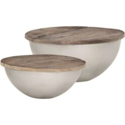 2 Piece Bowl Shaped Coffee Table Set Solid Mango Wood VidaXL