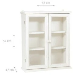 Country-style Solid Lime Wood Antiqued White Finish Hanging Display Case. Made In Italy -Living Room Furniture Store 19299487 2