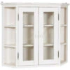 Solid Lime Wood Antiqued White Finish Notched Display Cabinet. Made In Italy