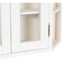 Solid Lime Wood Antiqued White Finish Notched Display Cabinet. Made In Italy -Living Room Furniture Store 19299493 3