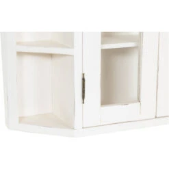 Solid Lime Wood Antiqued White Finish Notched Display Cabinet. Made In Italy -Living Room Furniture Store 19299493 4