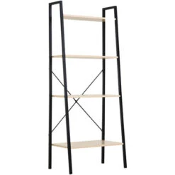 HOMCOM 4-Tier Vintage Ladder Shelf Bookcase Storage Rack Stand Plants Display Bookshelf Natural