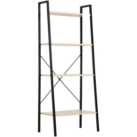 HOMCOM 4-Tier Vintage Ladder Shelf Bookcase Storage Rack Stand Plants Display Bookshelf Natural 3 HOMCOM 4-Tier Vintage Ladder Shelf Bookcase Storage Rack Stand Plants Display Bookshelf Natural