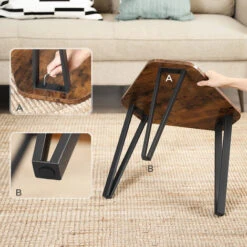 VASAGLE Nesting Coffee Table, Set Of 3 End Tables For Living Room, Stacking Side Tables, Sturdy And Easy Assembly, Steel Frame, Industrial Style, Rustic Brown And Black By SONGMICS LNT14BX 10 VASAGLE Nesting Coffee Table, Set Of 3 End Tables For Living Room, Stacking Side Tables, Sturdy And Easy Assembly, Steel Frame, Industrial Style, Rustic Brown And Black By SONGMICS LNT14BX -Living Room Furniture Store 19633394 4