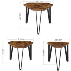 VASAGLE Nesting Coffee Table, Set Of 3 End Tables For Living Room, Stacking Side Tables, Sturdy And Easy Assembly, Steel Frame, Industrial Style, Rustic Brown And Black By SONGMICS LNT14BX 11 VASAGLE Nesting Coffee Table, Set Of 3 End Tables For Living Room, Stacking Side Tables, Sturdy And Easy Assembly, Steel Frame, Industrial Style, Rustic Brown And Black By SONGMICS LNT14BX -Living Room Furniture Store 19633394 5