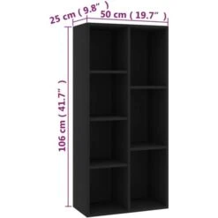 Book Cabinet Black 50x25x106 Cm Engineered Wood VidaXL -Living Room Furniture Store 19688792 3