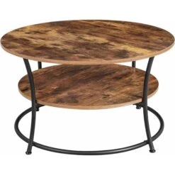 VASAGLE Coffee Table, Round Cocktail Table With Shelf, Tea Table, Easy Assembly, Metal, Industrial Design, Rustic Brown By SONGMICS LCT80BX