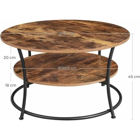 VASAGLE Coffee Table, Round Cocktail Table With Shelf, Tea Table, Easy Assembly, Metal, Industrial Design, Rustic Brown By SONGMICS LCT80BX 7 VASAGLE Coffee Table, Round Cocktail Table With Shelf, Tea Table, Easy Assembly, Metal, Industrial Design, Rustic Brown By SONGMICS LCT80BX - Image 5