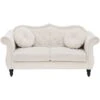 Glam Living Room 2 Seater Velvet Sofa Nailhead Trim Button Tufted Beige Skien