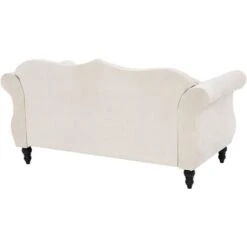 Glam Living Room 2 Seater Velvet Sofa Nailhead Trim Button Tufted Beige Skien -Living Room Furniture Store 20058552 5