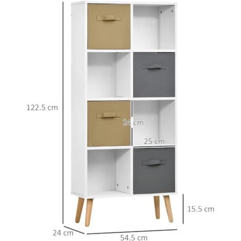 HOMCOM 123 X 55cm Freestanding 8 Cube Storage Cabinet Unit Bookcase W/ 4 Drawer 4 HOMCOM 123 X 55cm Freestanding 8 Cube Storage Cabinet Unit Bookcase W/ 4 Drawer - Image 2