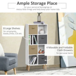 HOMCOM 123 X 55cm Freestanding 8 Cube Storage Cabinet Unit Bookcase W/ 4 Drawer 10 HOMCOM 123 X 55cm Freestanding 8 Cube Storage Cabinet Unit Bookcase W/ 4 Drawer -Living Room Furniture Store 20261672 4