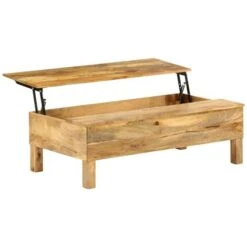 Hommoo Coffee Table Solid Mango Wood 110x55x35 Cm 11 Hommoo Coffee Table Solid Mango Wood 110x55x35 Cm -Living Room Furniture Store 20447537 5