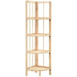 Hommoo Corner Shelf Cedar Wood 27x27x110 Cm