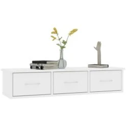 Hommoo Wall-mounted Drawer Shelf White 90x26x18.5 Cm Chipboard -Living Room Furniture Store 20635436 3