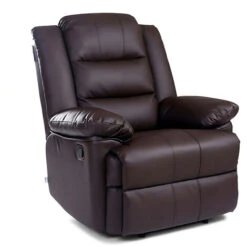 Loxley Leather Recliner Armchair Sofa Home Lounge Chair Reclining Gaming (Brown)