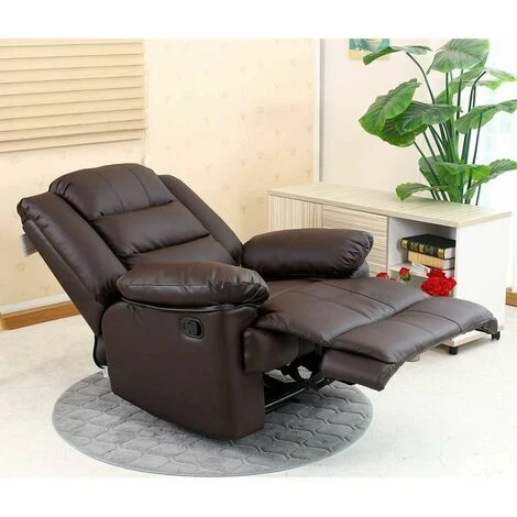 Loxley Leather Recliner Armchair Sofa Home Lounge Chair Reclining Gaming (Brown) 4 Loxley Leather Recliner Armchair Sofa Home Lounge Chair Reclining Gaming (Brown) - Image 2