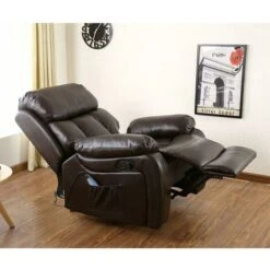Chester Heated Leather Massage Recliner Chair. Sofa Lounge Gaming Home Armchair (Brown) -Living Room Furniture Store 21153635 3