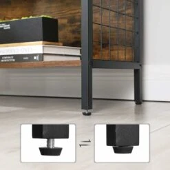 VASAGLE Bookcase, Office Storage Shelf, 4 Tiers For Books, Decorations, Stable Steel Frame, S-Shaped Hooks For Hanging, Living Room, Studio, Bedroom, Rustic Brown And Black By SONGMICS LBC023B01 -Living Room Furniture Store 22183962 4