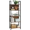 VASAGLE Bookshelf, Storage Shelf, Kitchen Shelf With 5 Shelves, Stable Steel Structure, For Living Room, Entryway, Hallway, Office, Industrial Style, Rustic Brown And Black By SONGMICS LLS025B01