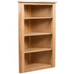 Hommoo Corner Shelf 59x36x100 Cm Solid Oak Wood -Living Room Furniture Store 23003999 3
