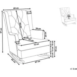 Classic Comfy Fabric Rocking Chair Solid Wooden Skates Grey Trondheim II -Living Room Furniture Store 23005258 3