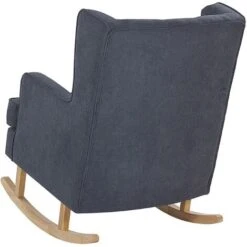 Classic Comfy Fabric Rocking Chair Solid Wooden Skates Grey Trondheim II -Living Room Furniture Store 23005258 5
